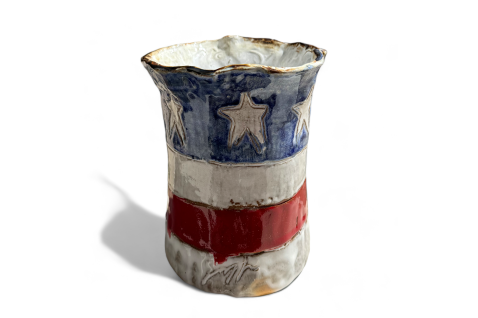 Vase 5.5" Tall X 7" Wide w/Flag