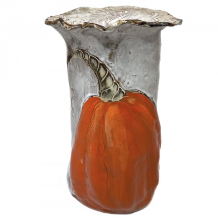 Vase 10" X 7" w/Orange Pumpkin