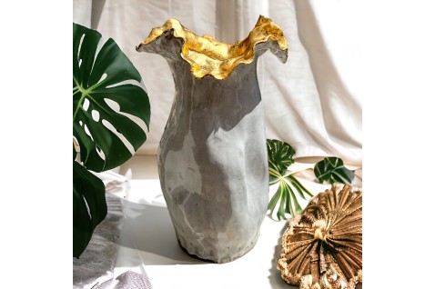 SAK Vase 10" X 7" Gold Leaf