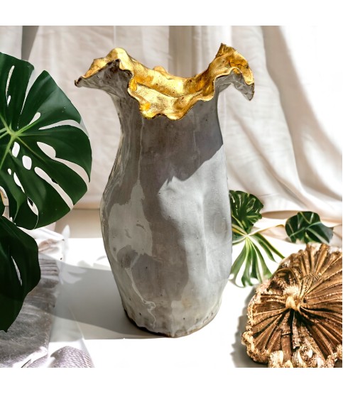 SAK Vase 10" X 7" Gold Leaf