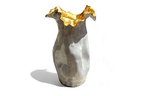 SAK Vase 10" X 7" Gold Leaf
