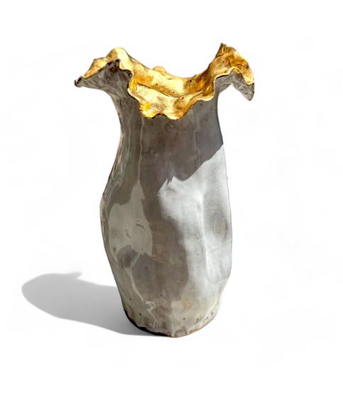 SAK Vase 10" X 7" Gold Leaf