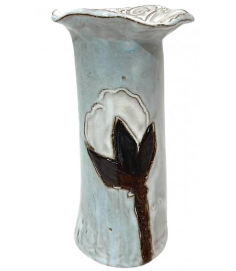 Vase 7.5" Tall w/Cotton Blue Background