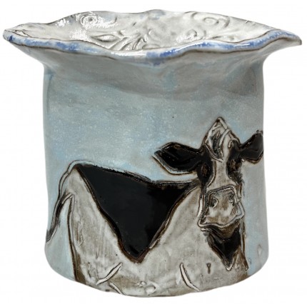Vase 5.5" Tall X 7" Wide w/Cow Blue Background