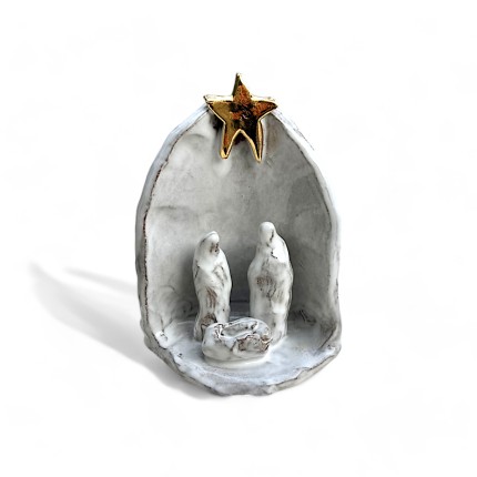 Nativity Antique White w/22K Gold Star Small