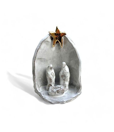 Nativity Antique White w/22K Gold Star Small